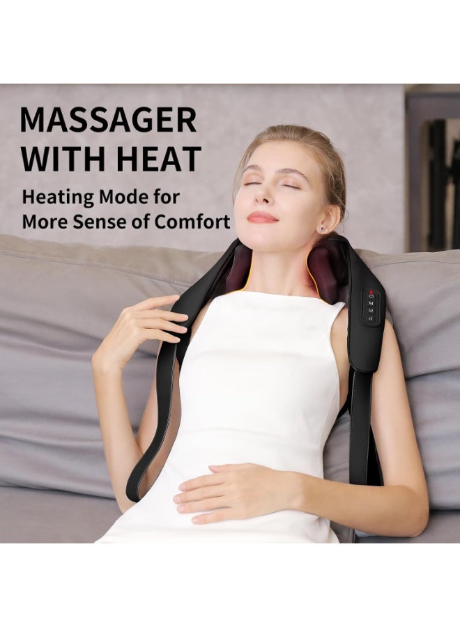 مدلك رقبة لاسلكي مع حرارة – جهاز مساج شياتسو عميق 6D قابل للشحن لتخفيف آلام الرقبة والظهر والكتفين والساقين – مناسب للرجال والنساء - Image 4